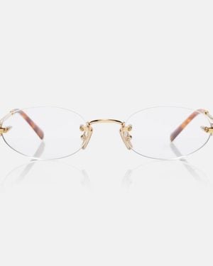 Miu Miu Oval Logo Glasses - Metallic
