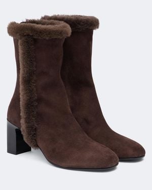 Jimmy Choo Daze Shearling-Trimmed Suede Ankle Boots - Brown