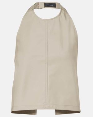 Wardrobe NYC Halterneck Cotton-Blend Top - Natural