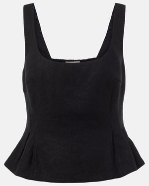 Posse Rosalie Peplum Linen Top - Black