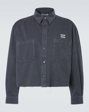 Miu Miu Logo Denim Shirt - Blue