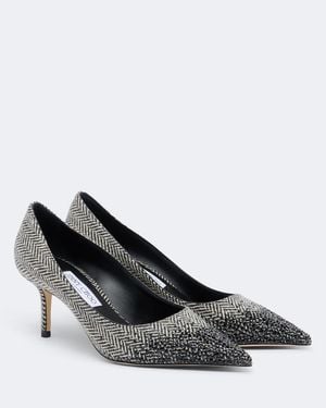 Jimmy Choo Love Embellished Herringbone Pumps - Black