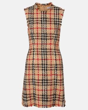 Burberry Check Boucle Minidress - Natural