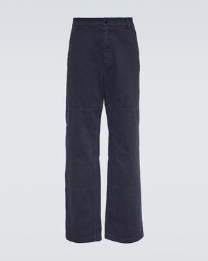 Dolce & Gabbana Mid-Rise Straight Cotton Trousers - Blue