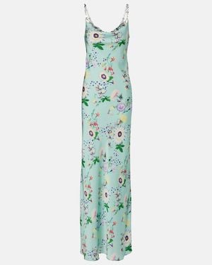 Rabanne Chain-Detail Floral Maxi Dress - Green