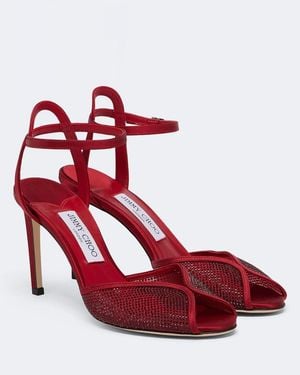 Jimmy Choo Sandalen Sacora Mit Kristallen - Rot