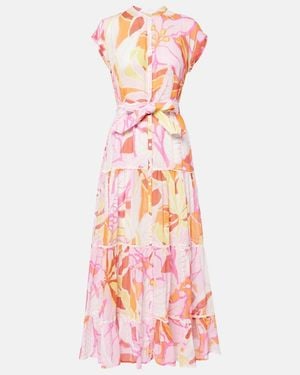 Poupette Kora Printed Cotton Midi Dress - Pink