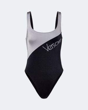 Versace Costume Intero Con Logo - Blu
