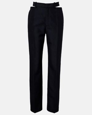 Jil Sander Cutout Wool And Mohair Straight Trousers - Blue