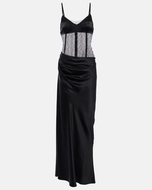 SIR. Dunya Draped Silk Satin Gown - Black