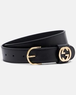 Gucci Guertel Interlocking G Aus Leder - Schwarz