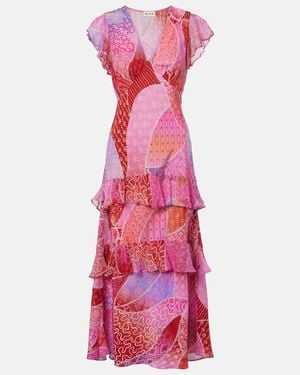 RIXO London Meena Printed Silk Maxi Dress - Pink