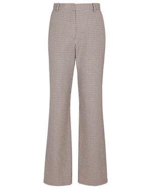 Magda Butrym Houndstooth Wool And Cotton Straight Trousers - Grey
