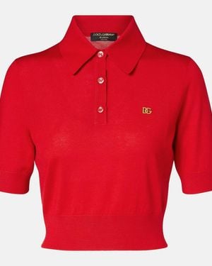 Dolce & Gabbana Knitted Cashmere And Silk Polo Shirt - Red