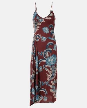 Etro Floral Satin Midi Dress - Red