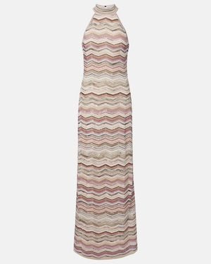Missoni Zigzag Halterneck Sequined Lame Maxi Dress - Multicolour