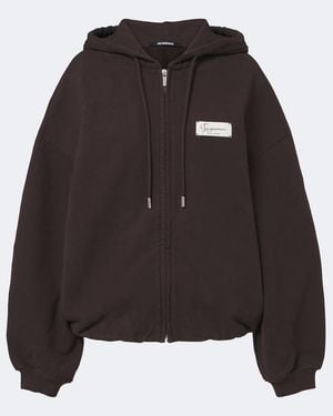 Jacquemus Corso Cotton Fleece Zip-Up Hoodie - Black