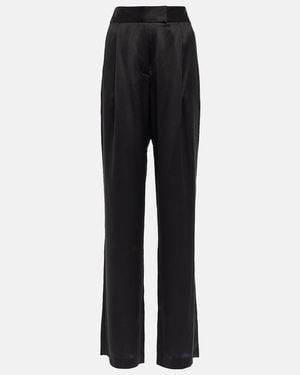 The Sei High-Rise Wide-Leg Silk Satin Trousers - Black