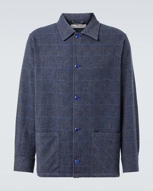 God's True Cashmere Wizard Herringbone Checked Cashmere Overshirt - Blue