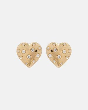 Self-Portrait Crystal-Embellished Earrings - White