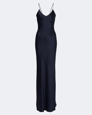 Nili Lotan Cami Silk Satin Slip Dress - Blue