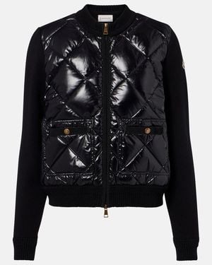 Moncler Down-Paneled Cotton Cardigan - Black