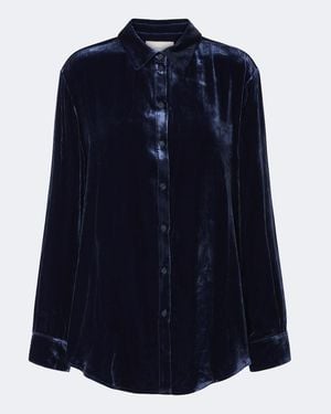 Asceno London Velvet Shirt - Blue