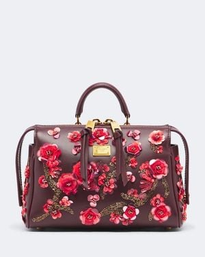 Dolce & Gabbana Vittoria Medium Leather Top-Handle Bag - Red