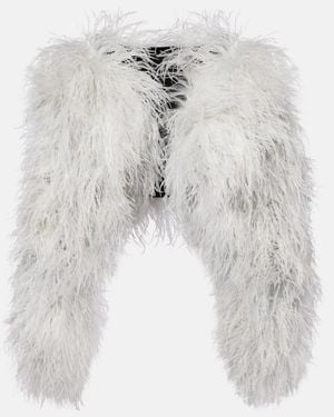 Dolce & Gabbana Feather-Trimmed Cropped Jacket - White