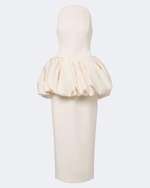 Magda Butrym Draped Peplum Cotton And Silk Midi Dress - White