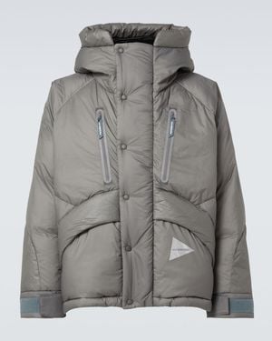 and wander Logo Puffer Jacket - Grey