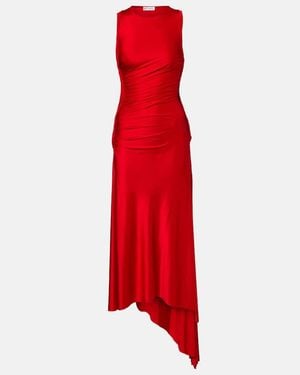 Victoria Beckham Twist Ruched Jersey Midi Dress - Red