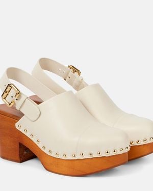 Chloé Jeannette Leather Slingback Platform Clogs - Natural