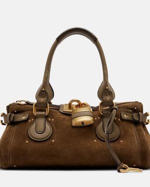 Chloé Paddington Medium Suede Shoulder Bag - Brown