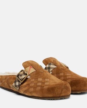 Burberry Urchin Shearling-Lined Suede Clogs - Brown