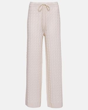 TOTEME Cable-Knit Wool-Blend Wide-Leg Trousers - White