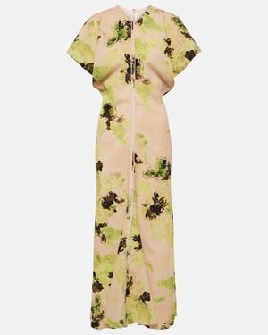 Victoria Beckham Draped Printed Midi Dress - Metallic