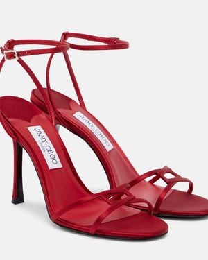 Jimmy Choo Leo 100 Satin Sandals - Red