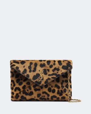 Saint Laurent Cassandre Small Calf Hair Shoulder Bag - Brown