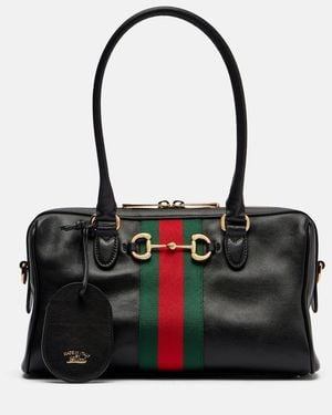 Gucci Borsetto Medium Leather Tote Bag - Black