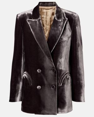 Blazé Milano Everynight Double-Breasted Velvet Blazer - Black