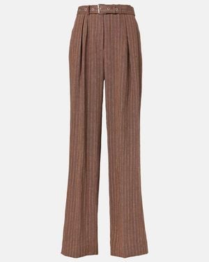 Dries Van Noten Linen-Blend Wide-Leg Trousers - Brown