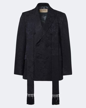 Valentino Jacquard-Blazer Aus Leinen Und Seide - Schwarz