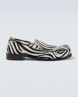 Dries Van Noten Animal-Printed Calf Hair Loafers - White