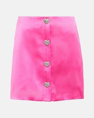 Self-Portrait Verzierter Minirock Aus Satin - Pink