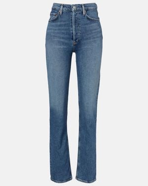 Agolde 90's Pinch Waist High-Rise Straight Jeans - Blue