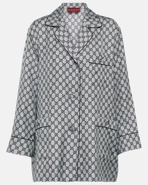 Gucci Gg Silk Twill Shirt - Grey