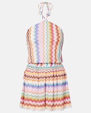 Missoni Zigzag Halterneck Lame Romper - Red