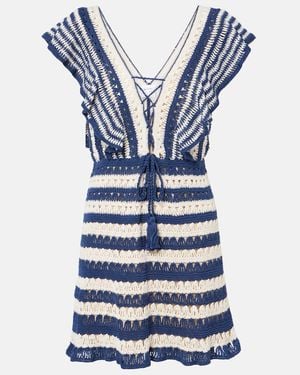 Anna Kosturova Farrah Crochet Cotton Minidress - Blue