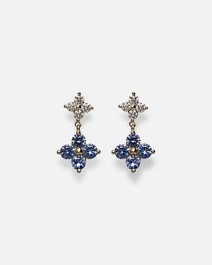 STONE AND STRAND Luckiest Clover 10Kt Earrings With Sapphire And Diamond - White